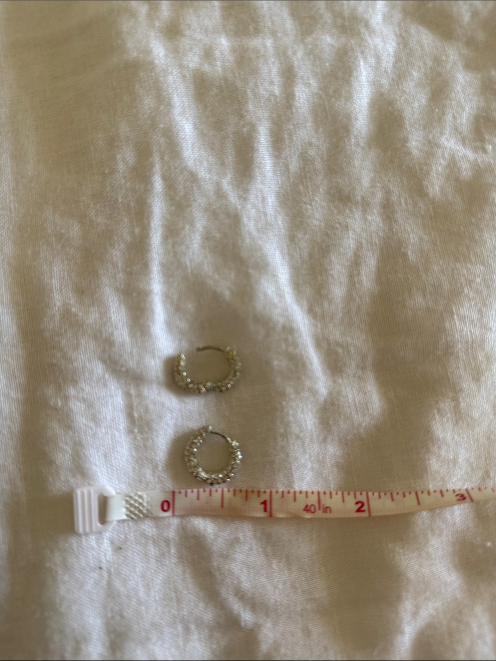 Anthropologie Silver Crystal Pavé Hoop Earrings